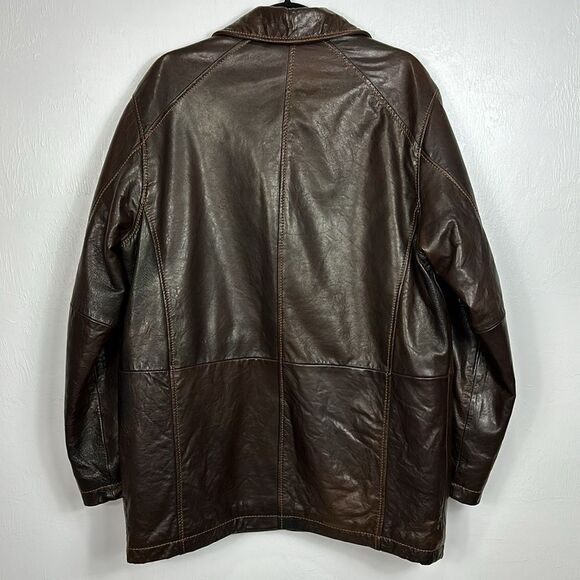Wilsons Leather Pelle Studio Button Front Brown Jacket Size L - Picture 3 of 14